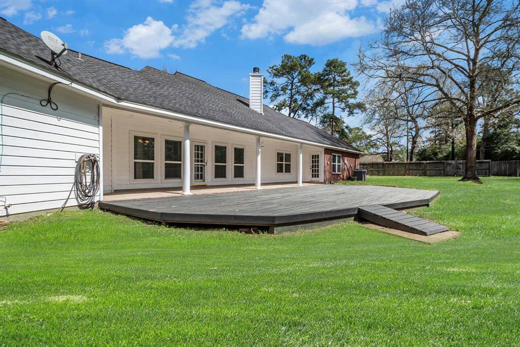 Full view of the huge covered patio and deck.
