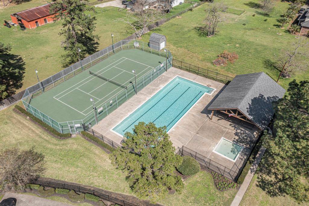 View of the community tennis court and pool!