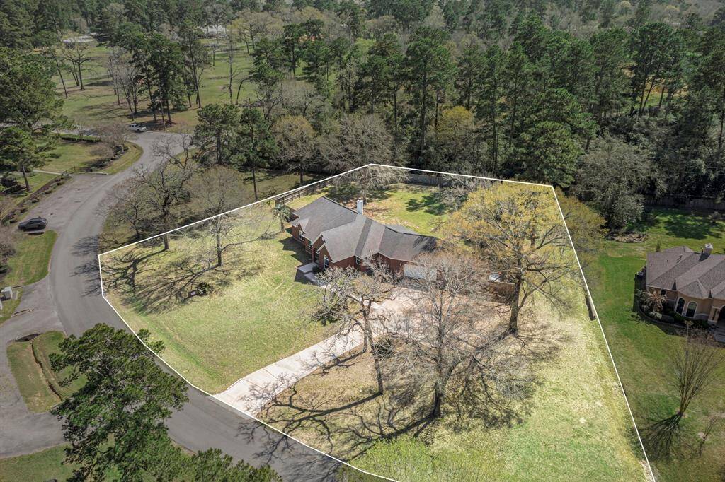 Property line view of this 1-acre lot.