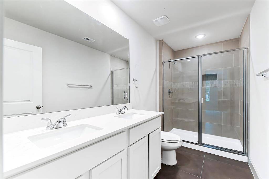 Actual view of Primary bathroom.