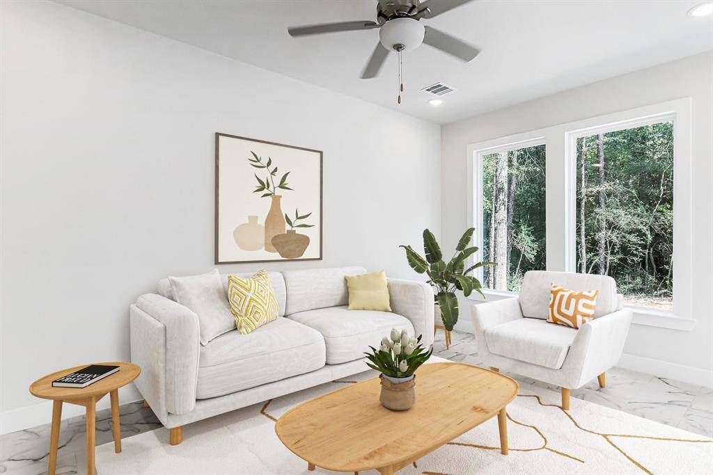 Virtual staging of living room.