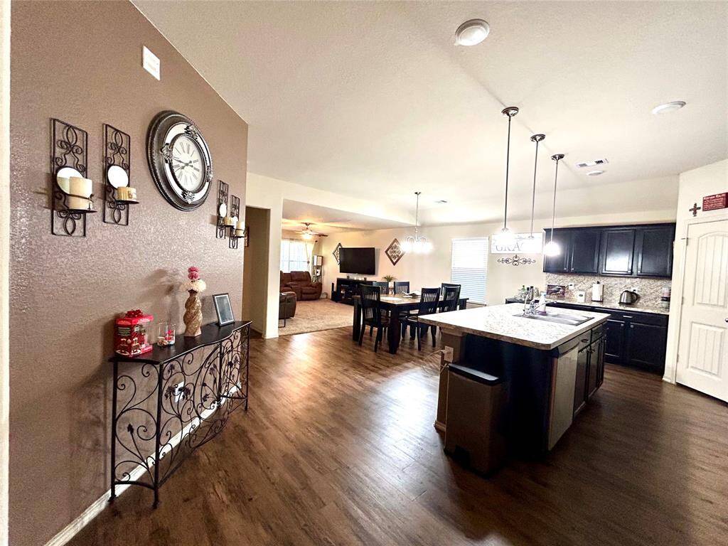 kitchen and living room