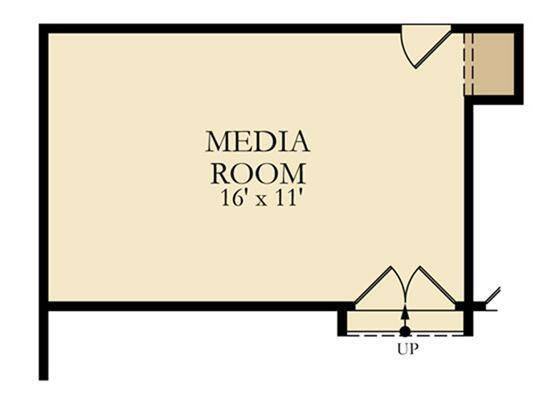 This floor plan shows a 16' x 11' media room with a single entrance. Ideal for entertainment, it features enough space for a home theater setup.