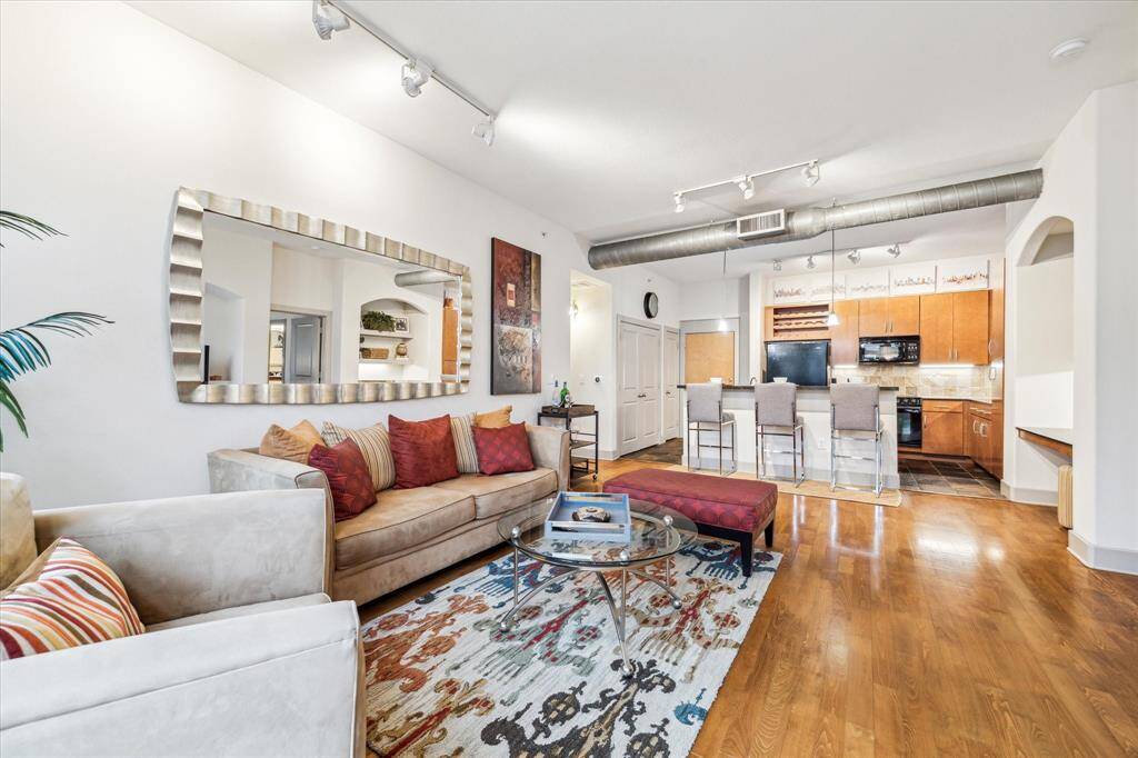 Open floorplan with beautiful hardwood floors