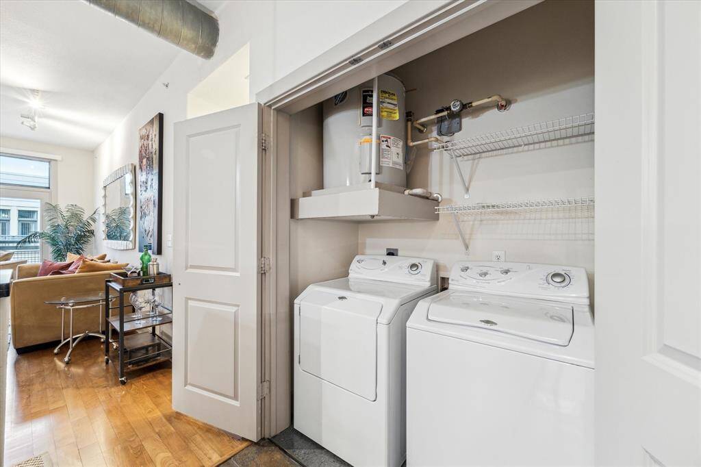 Full-sized washer and dryer included