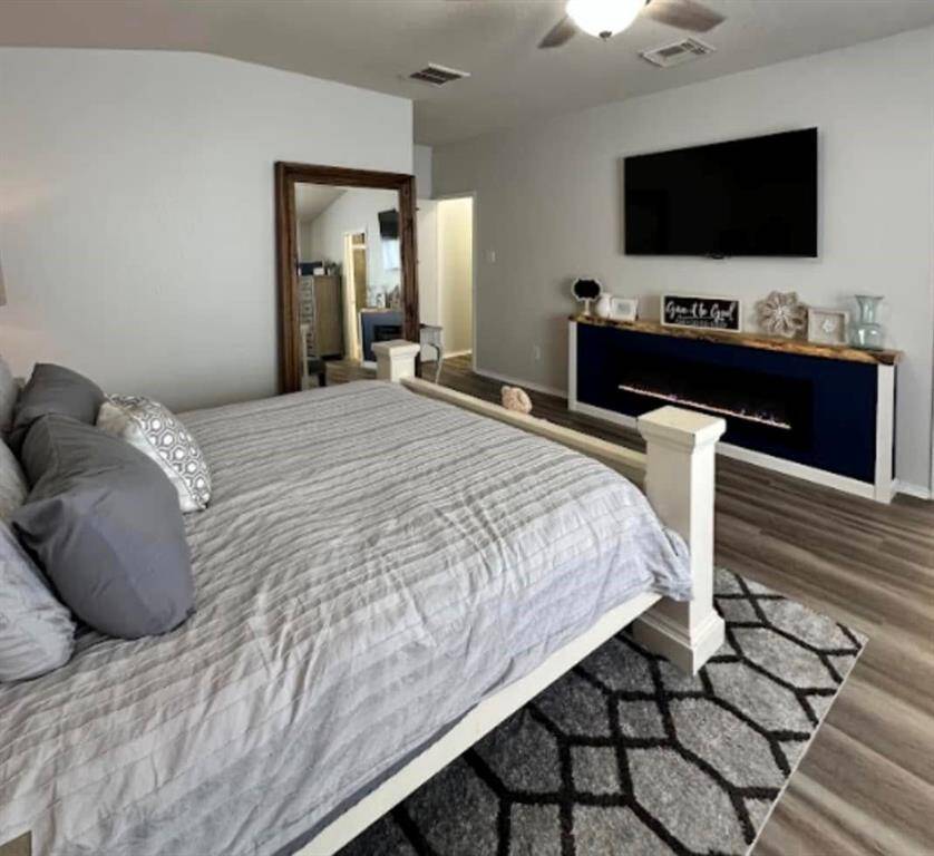 Staged primary bedroom