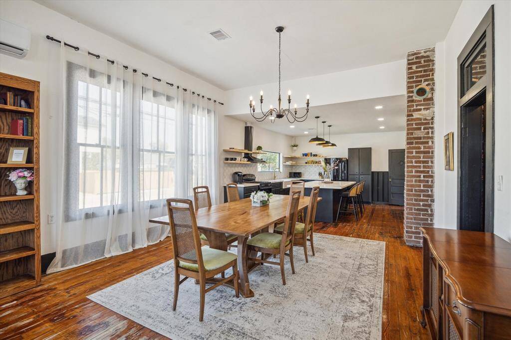 The walls between the kitchen and dining room were opened up for more natural light and to create an open concept