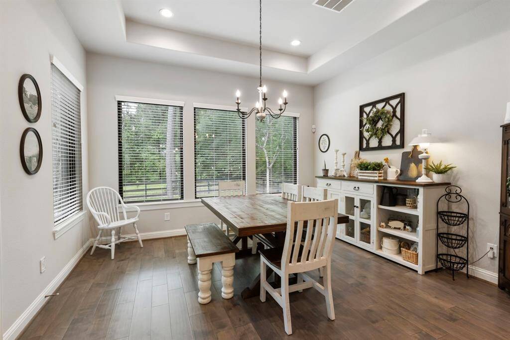 Large dining room set off the kitchen.