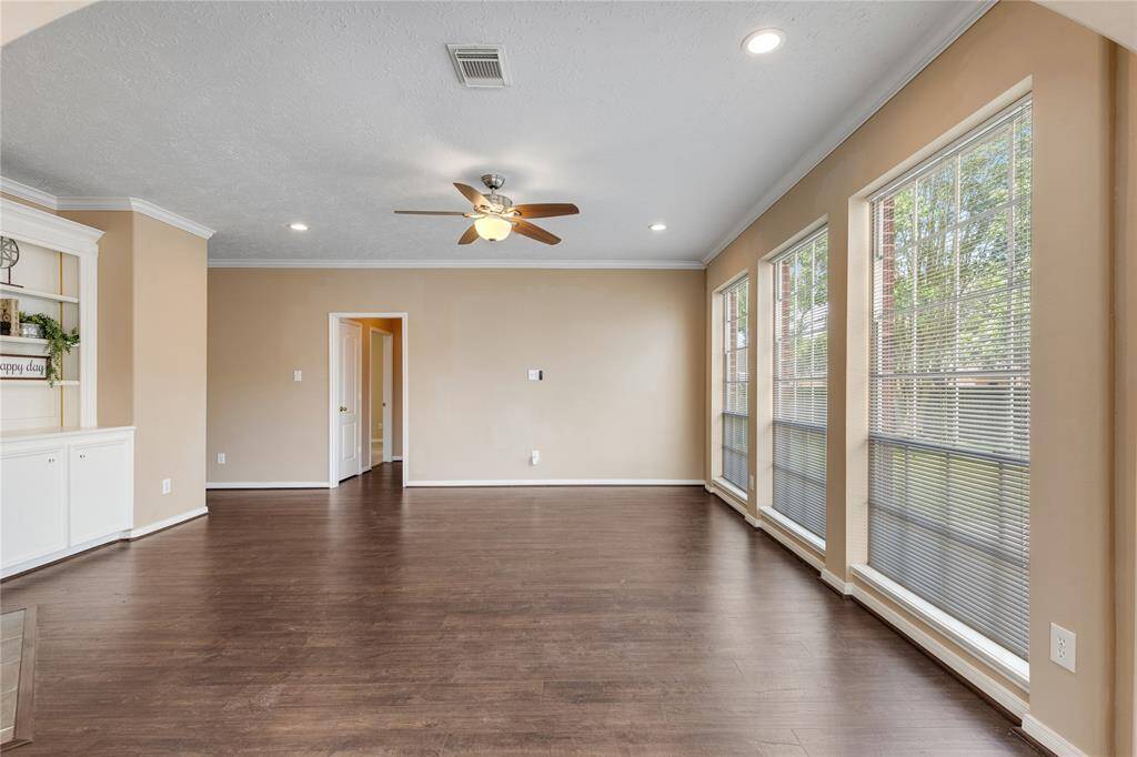 Ceiling fans are placed throughout the home
