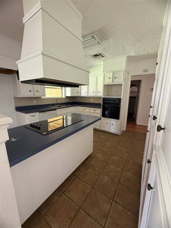 Kitchen has plenty of cabinets for storage