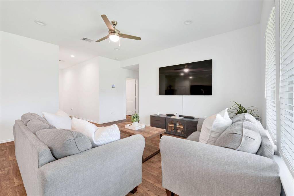 Upgraded ceiling fan in living area
