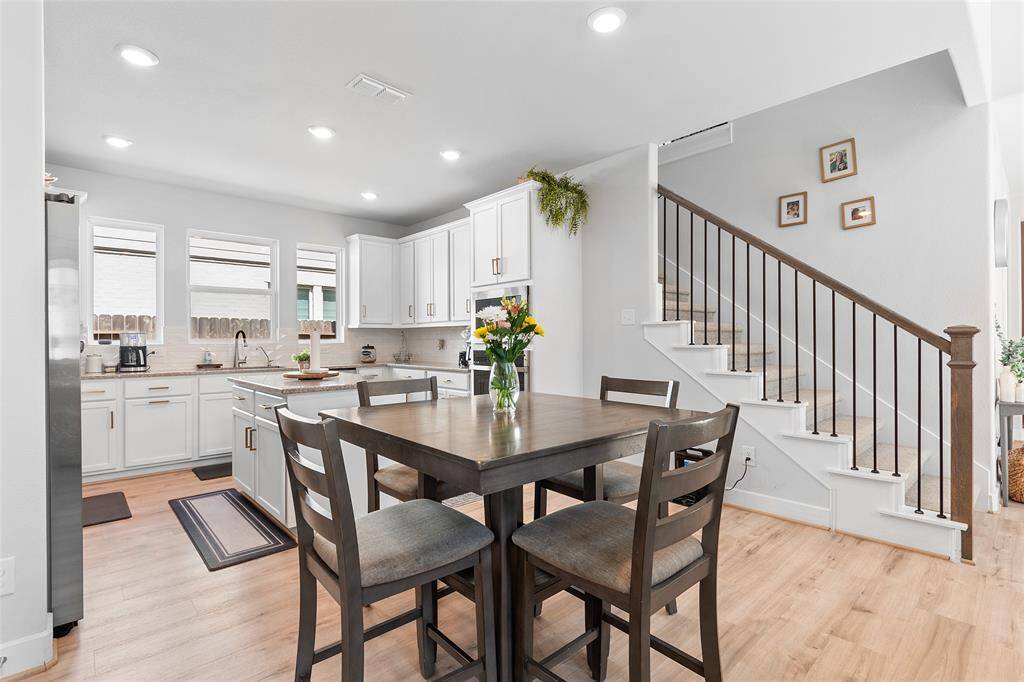 Iron Railings were upgraded for the stairs and accent openings.