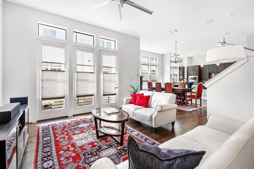 This angle shows how wonderful the living space is for entertaining.