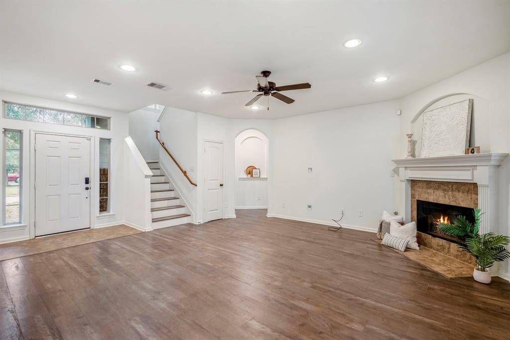 Warm up by the inviting fireplace.