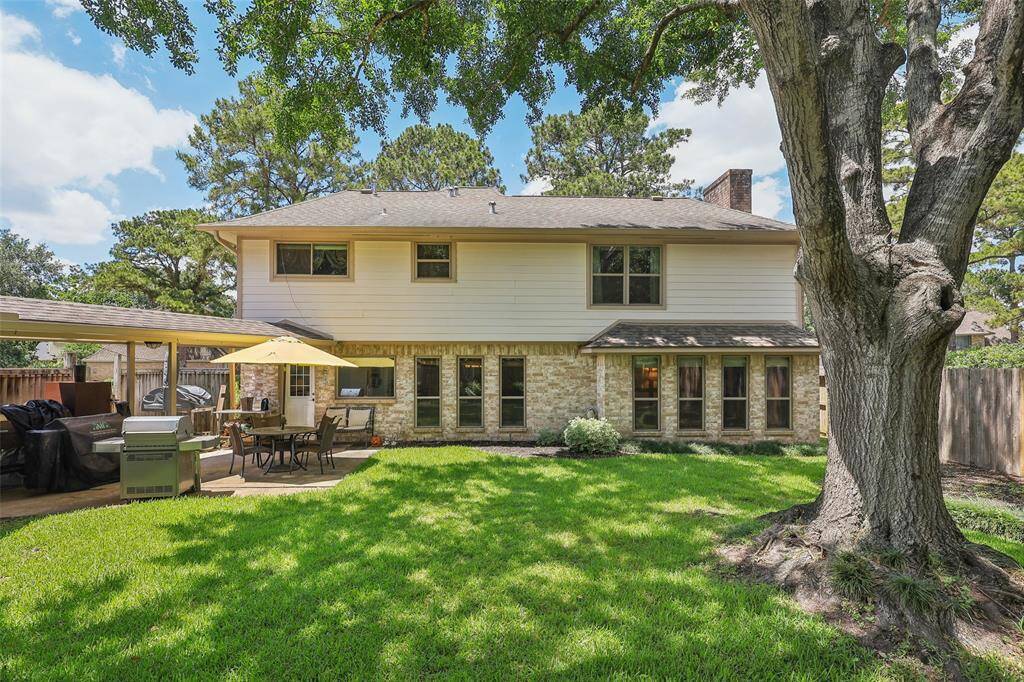 Second view of the expansive backyard, showcasing the mature trees and plenty of space for outdoor activities, making it an ideal spot for family gatherings or quiet relaxation