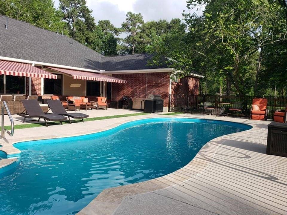 Large patio with easy to maintain saltwater pool & spa. (2,200) per seller (patio)