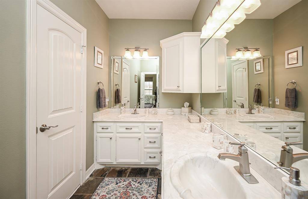Lots of cabinet storage and bright lighting.