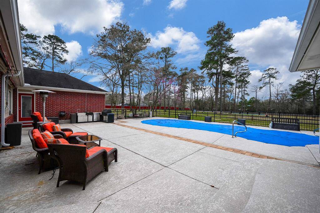 Pool cover and equipment all included. Salt water pool, easy maintance. ( per seller)