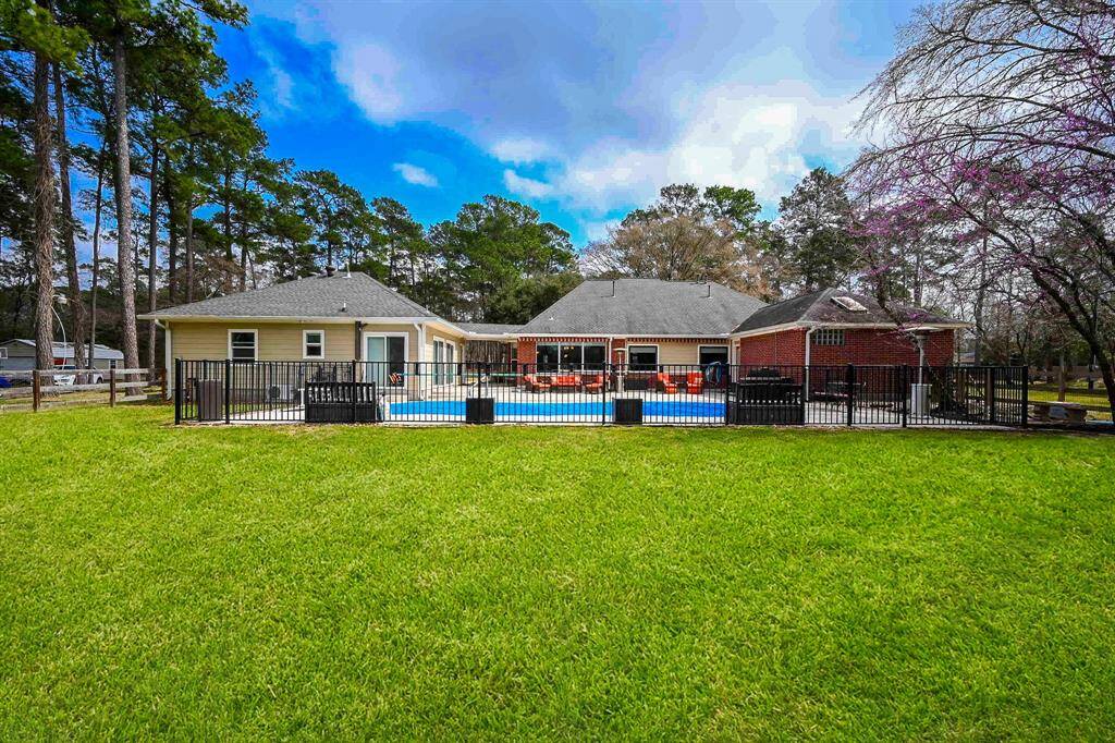 Backyard view of pool.