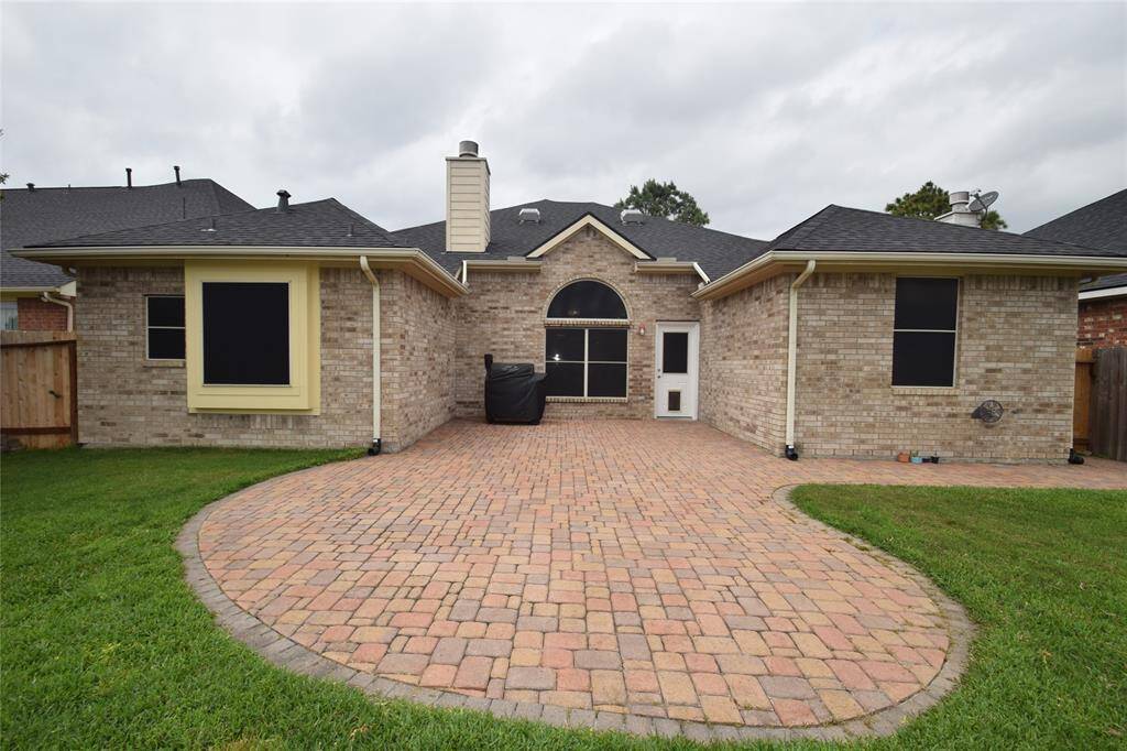 Large patio in backyard
