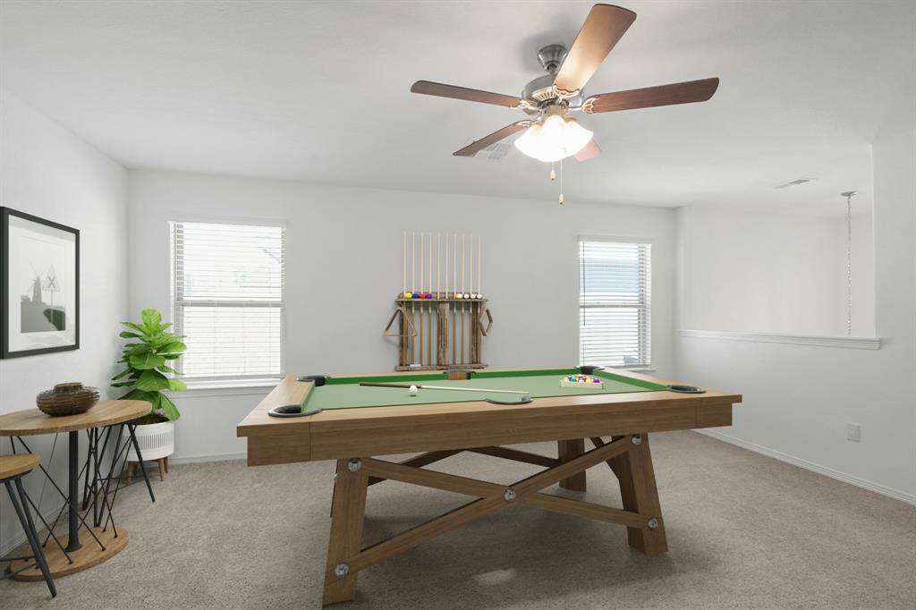Virtually Staged: This amazing game room is perfect for entertaining! Right upstairs, this space would be a fabulous teen hangout.