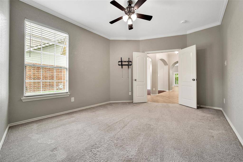 This space allows for easy and functional furniture arrangement. Don't need a study? This room easily transitions to what you need!