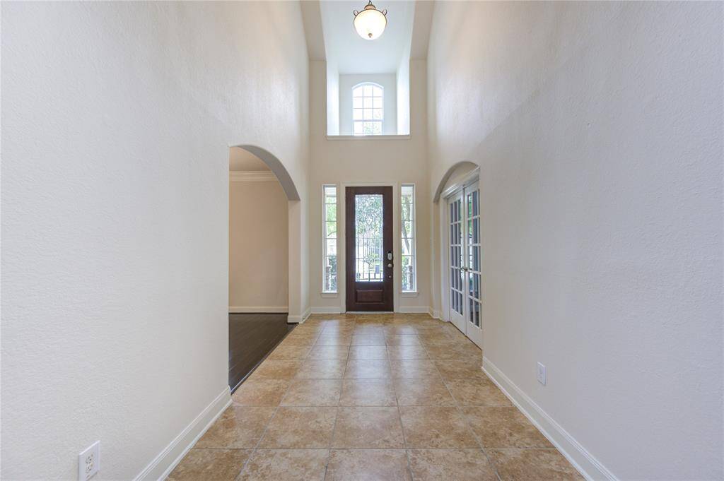 A double story ceiling makes for a grand entrance,