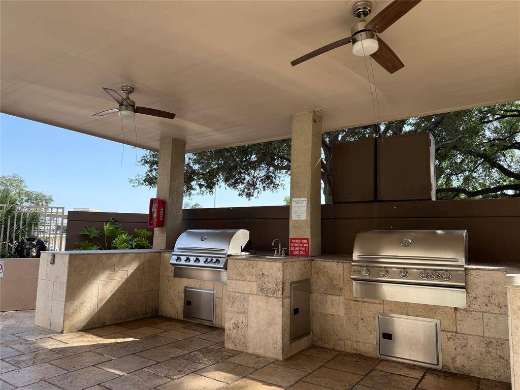Pool has bbq grill