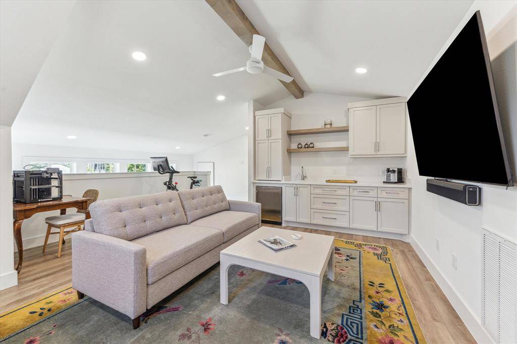 Quarters featuring beverage center for long-term guests, play room set ups or office space.