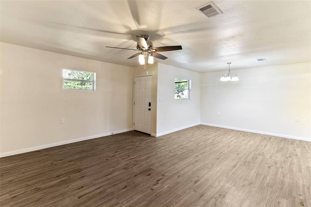 Living room and dining area
