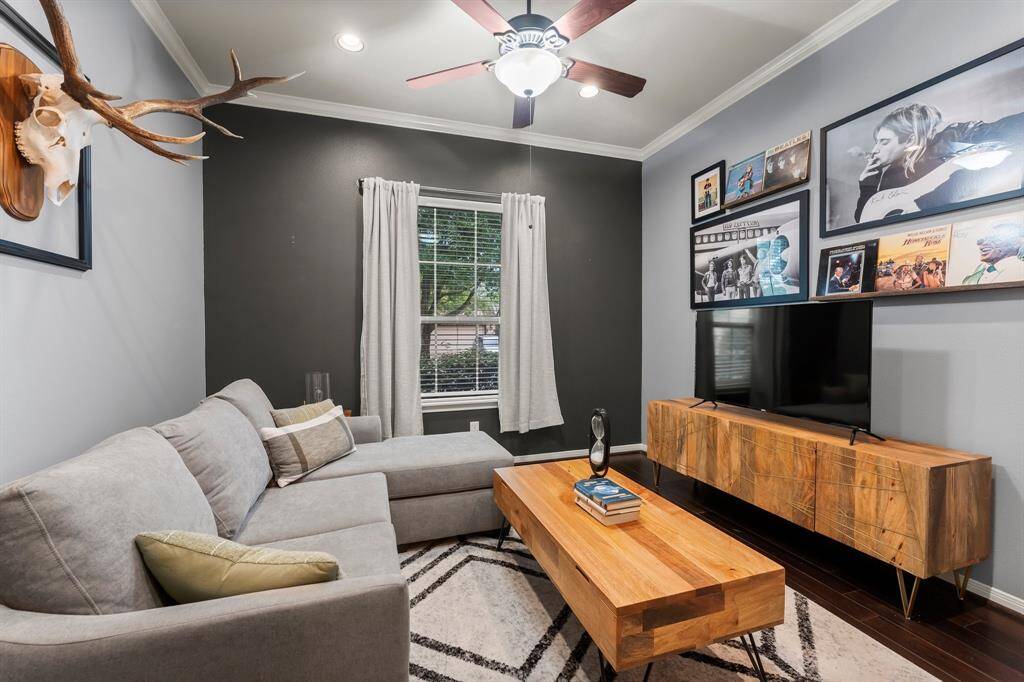 Just off the entryway, the office or flex room offers a quiet retreat—ideal for focused work or welcoming guests.