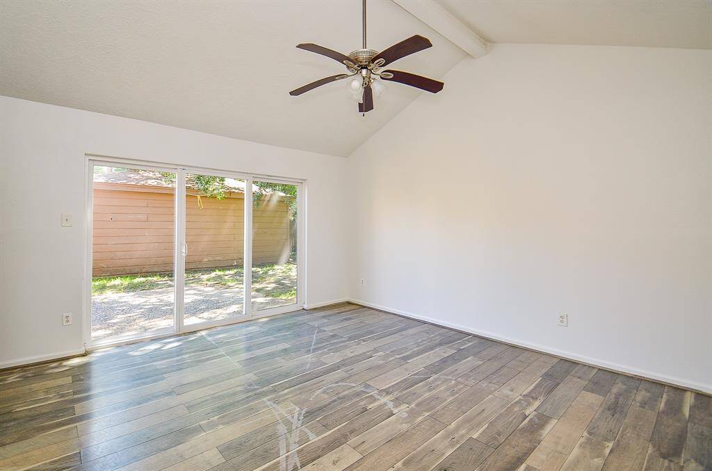 Primary bedroom overlooking the patio.