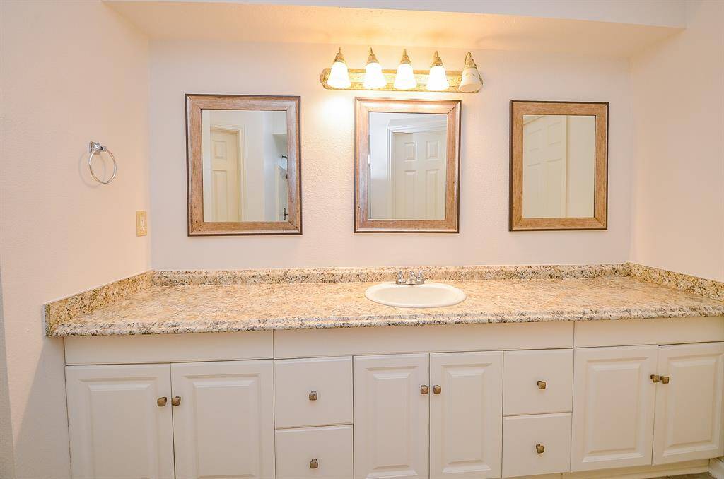 Large vanity in primary bathroom.