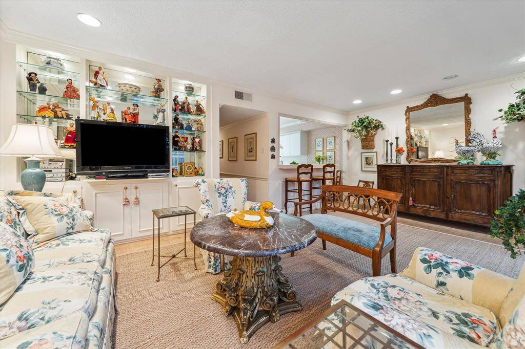 View of the den looking towards the kitchen.