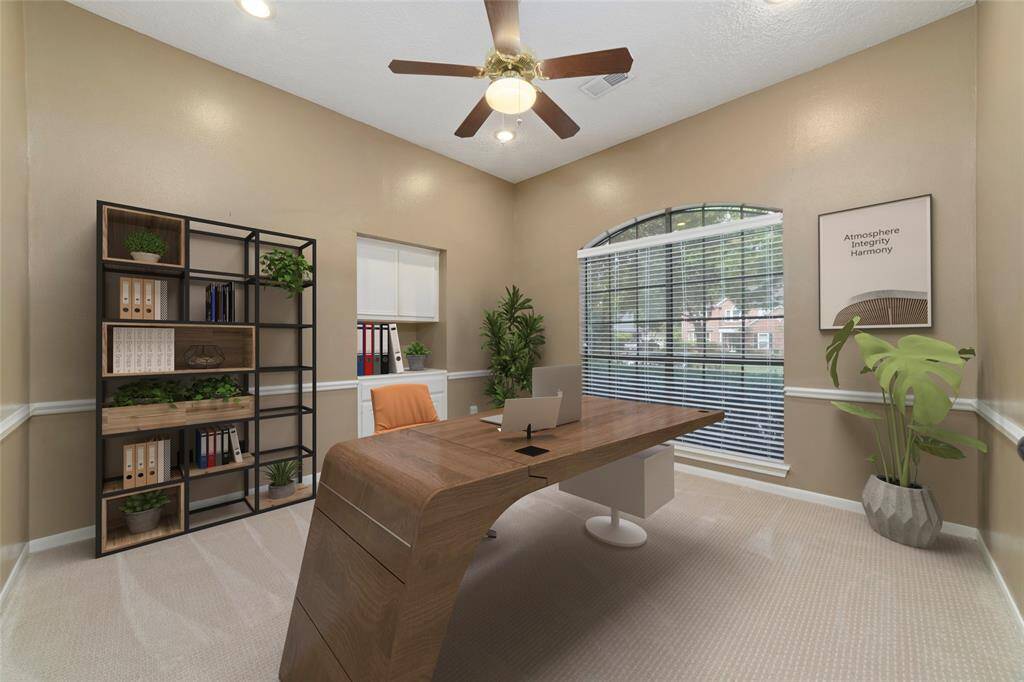 double door office on the right of the entry, virtual staging