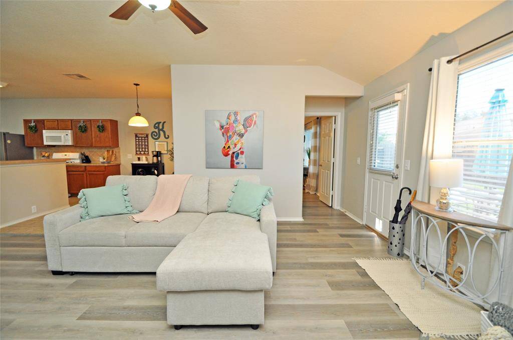 The primary bedroom is in the back of the home.