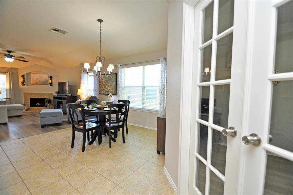 The double doors to the right is the home office/game room.