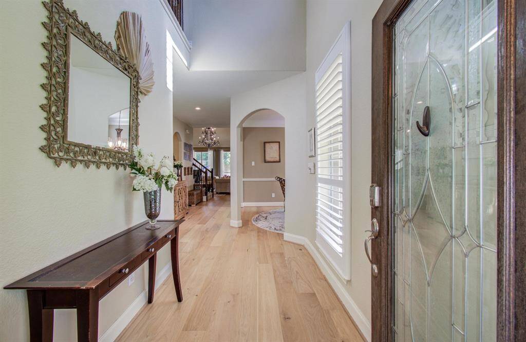 Enter to a grand entry with light hardwood flooring, vaulted ceilings and tons of natural light!