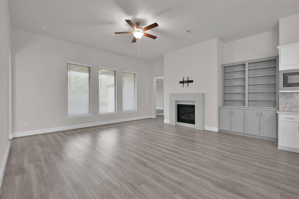Living room overlooks the backyard