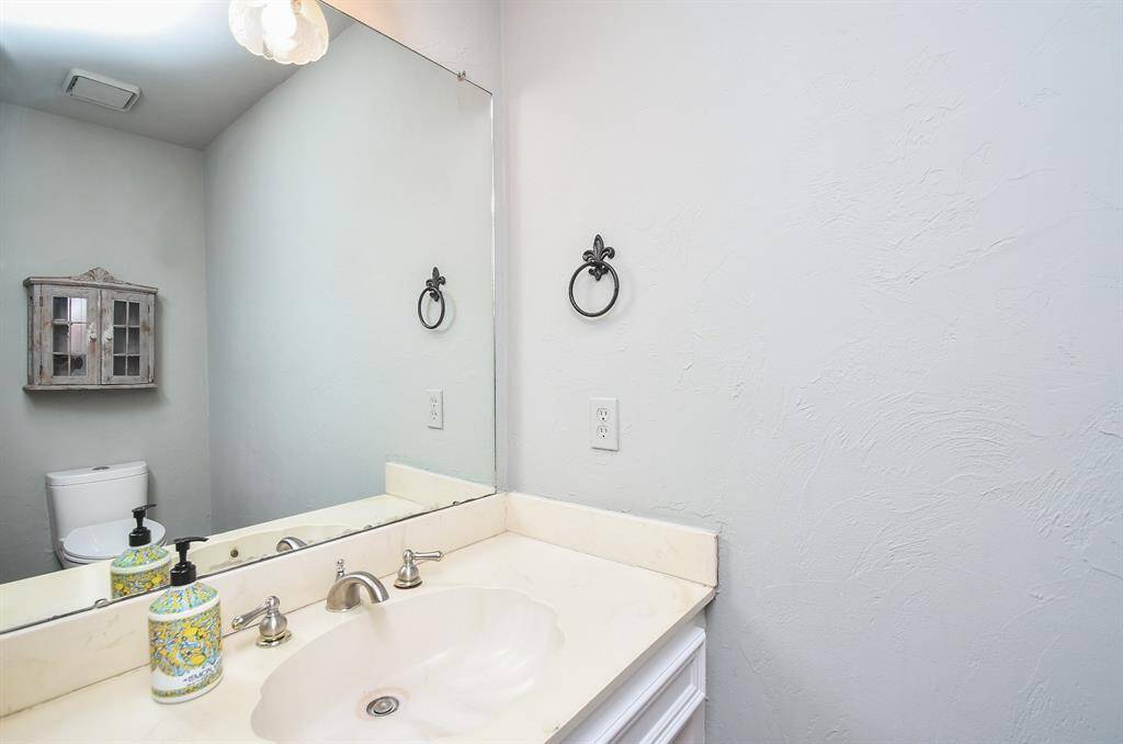 The downstairs powder room