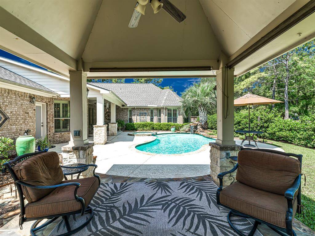Roller shades are thoughtfully installed, offering adjustable sun protection that allows you to enjoy the cabana in comfort throughout the day.