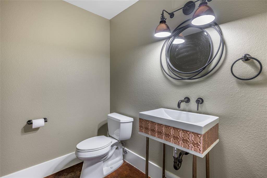 Half bath with custom sink downstairs