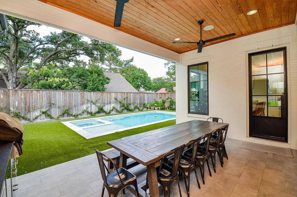 Low maintenance turf in the backyard.