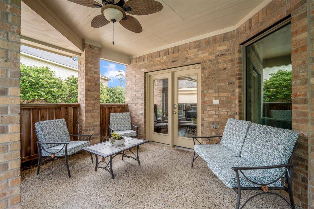 Enjoy a private moment out on the patio, ideal protected space for morning coffee while catching up on your emails.