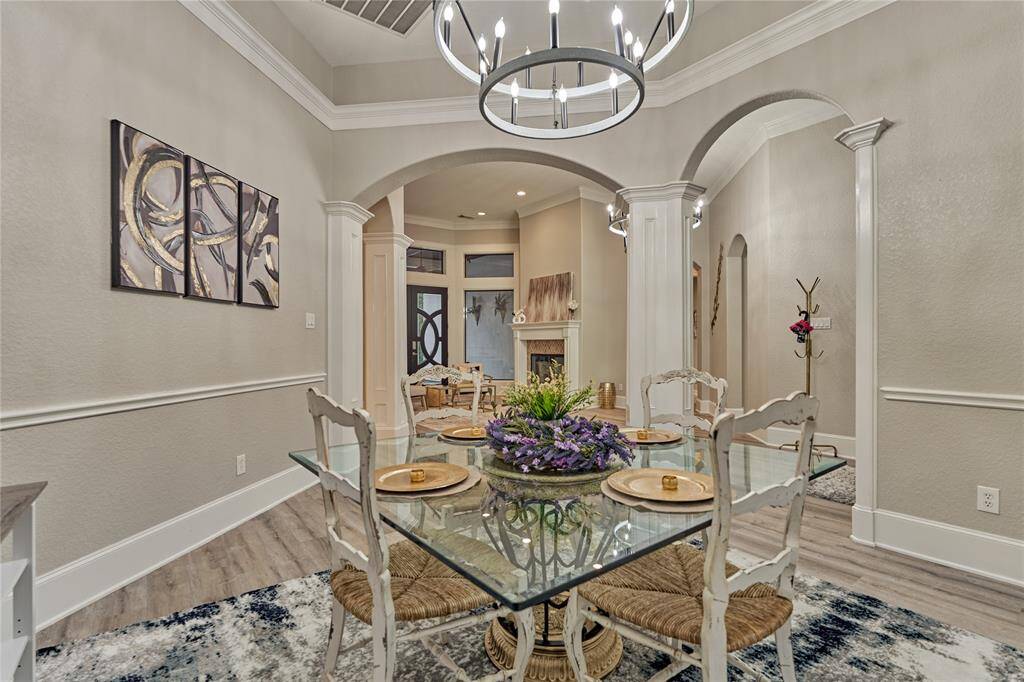 Sophisticated view from the formal sitting area, framing the luxurious entrance