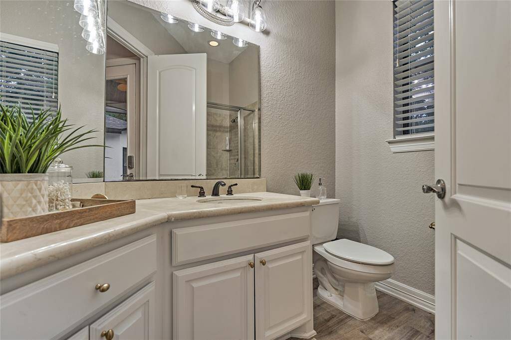 Private his and her walk-in closets, each with generous space and privacy