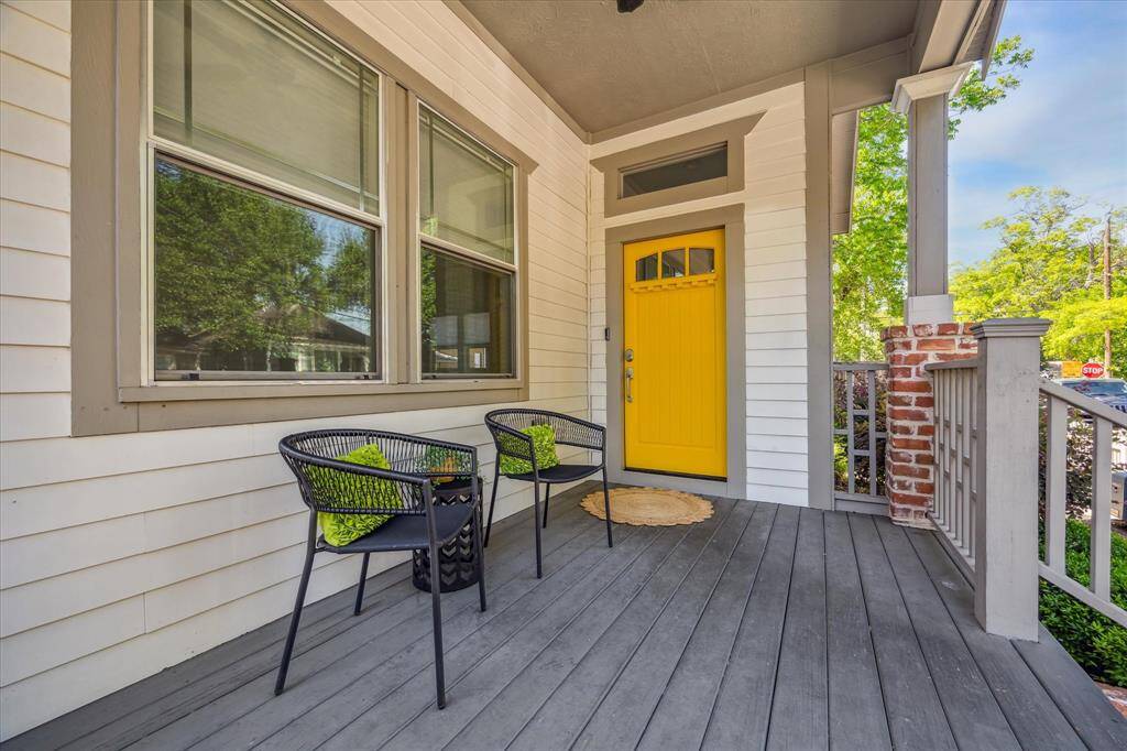 The front porch overlooks the front yard.