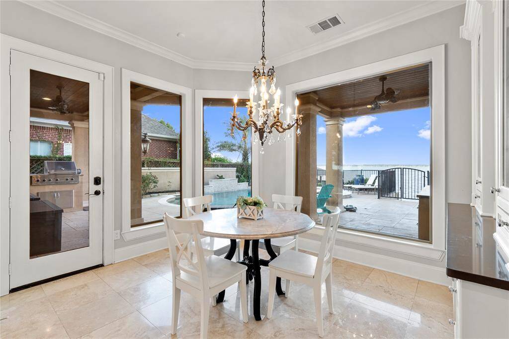 Enjoy the views and the extra custom built ins to hold your dishes.