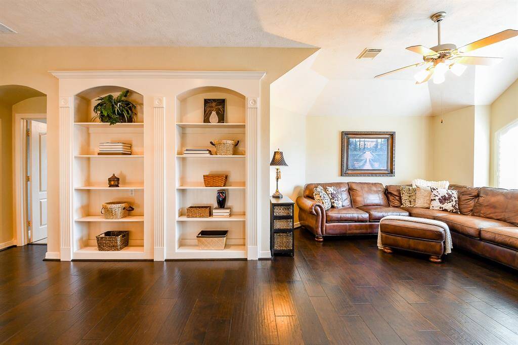 Alternate look at the built-ins which border the ample-sized gameroom.