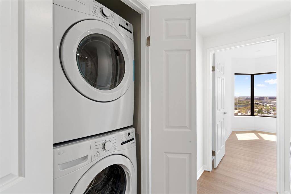 New stacked washer and dryer.